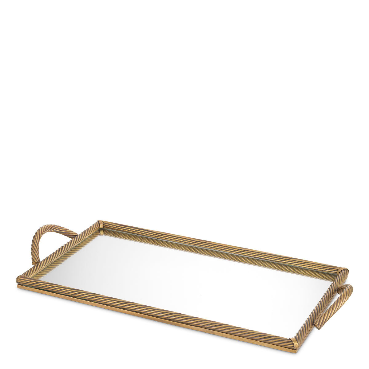 Tray Salvi Rectanguar Large Vintage Brass Finish Eichholtz