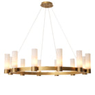 Chandelier Castro Antique Brass Finish Alabaster Eichholtz