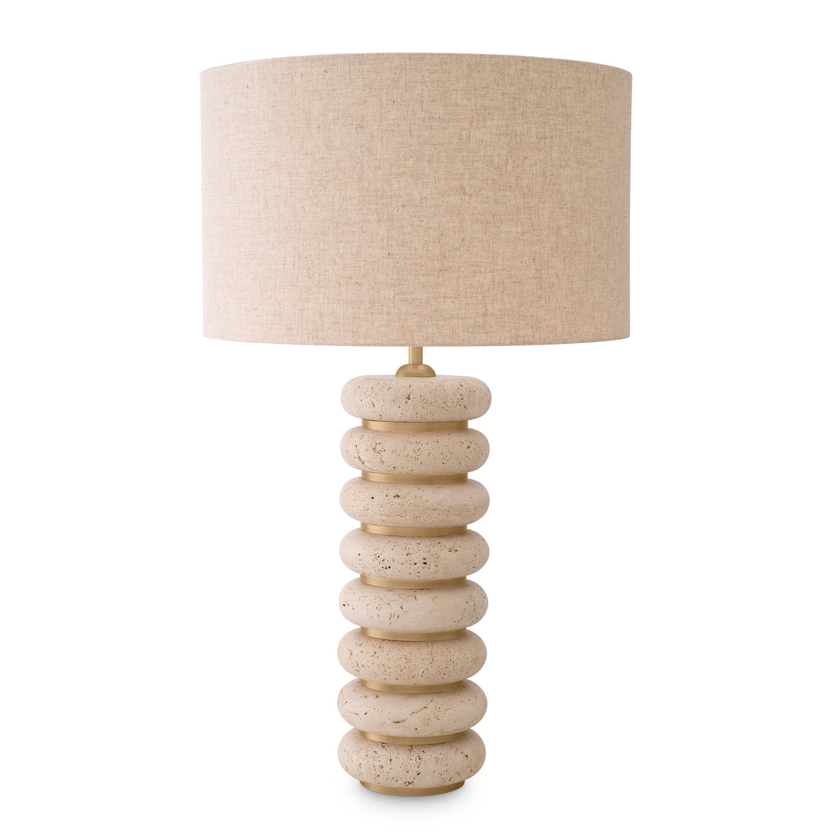 Table Lamp Baron Travertine Antique Brass Finish Incl Shade Eichholtz
