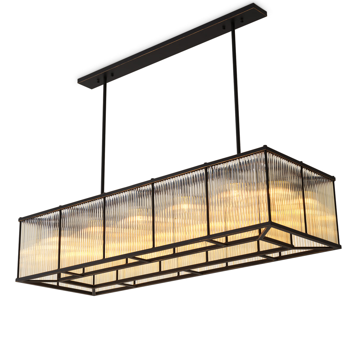 Chandelier Bernardi Rectangular Bronze Highlight Finish Eichholtz