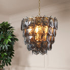 Chandelier Elias Vintage Brass Finish Smoke Glass Eichholtz