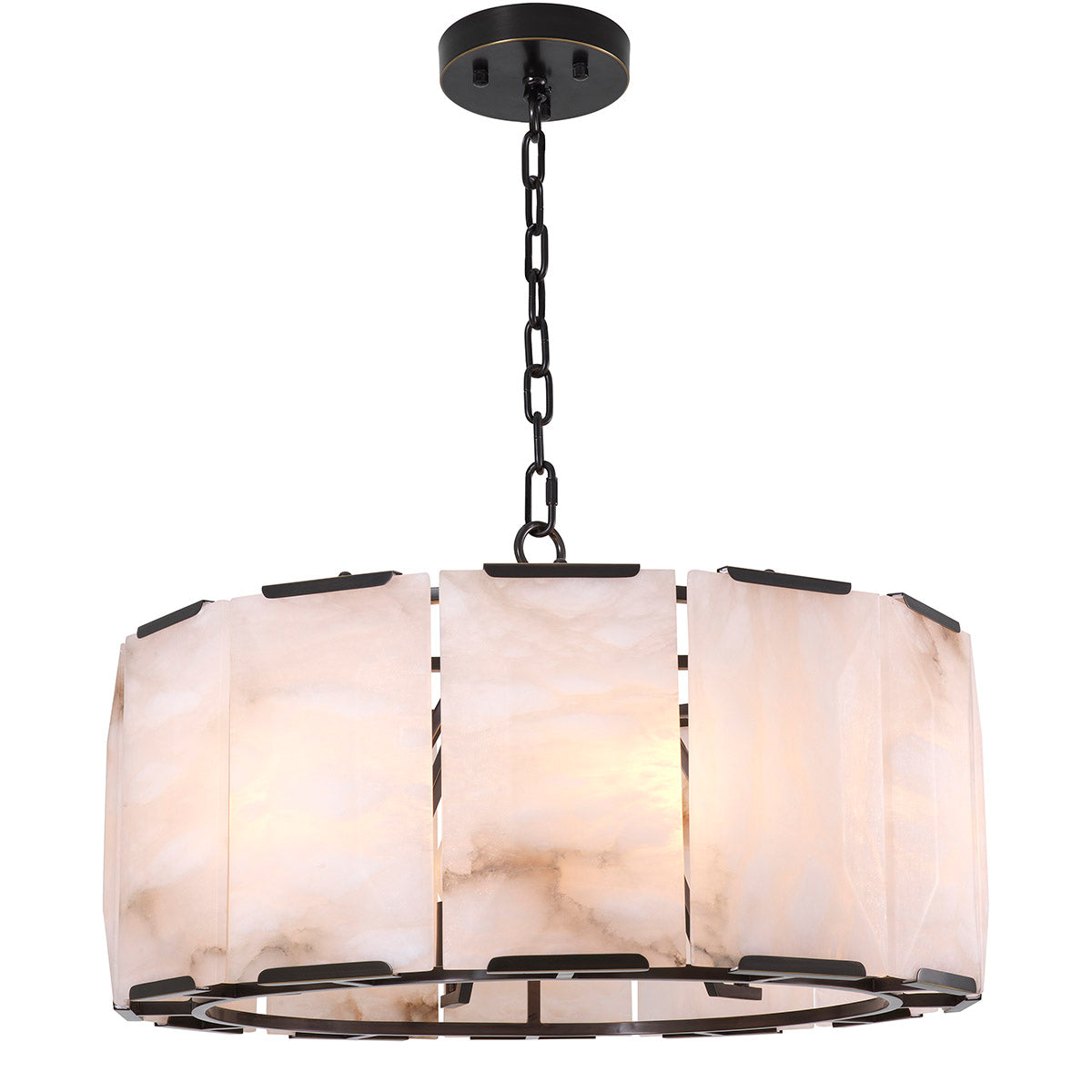 Chandelier Ortiz Bronze Highlight Finish Alabaster Eichholtz