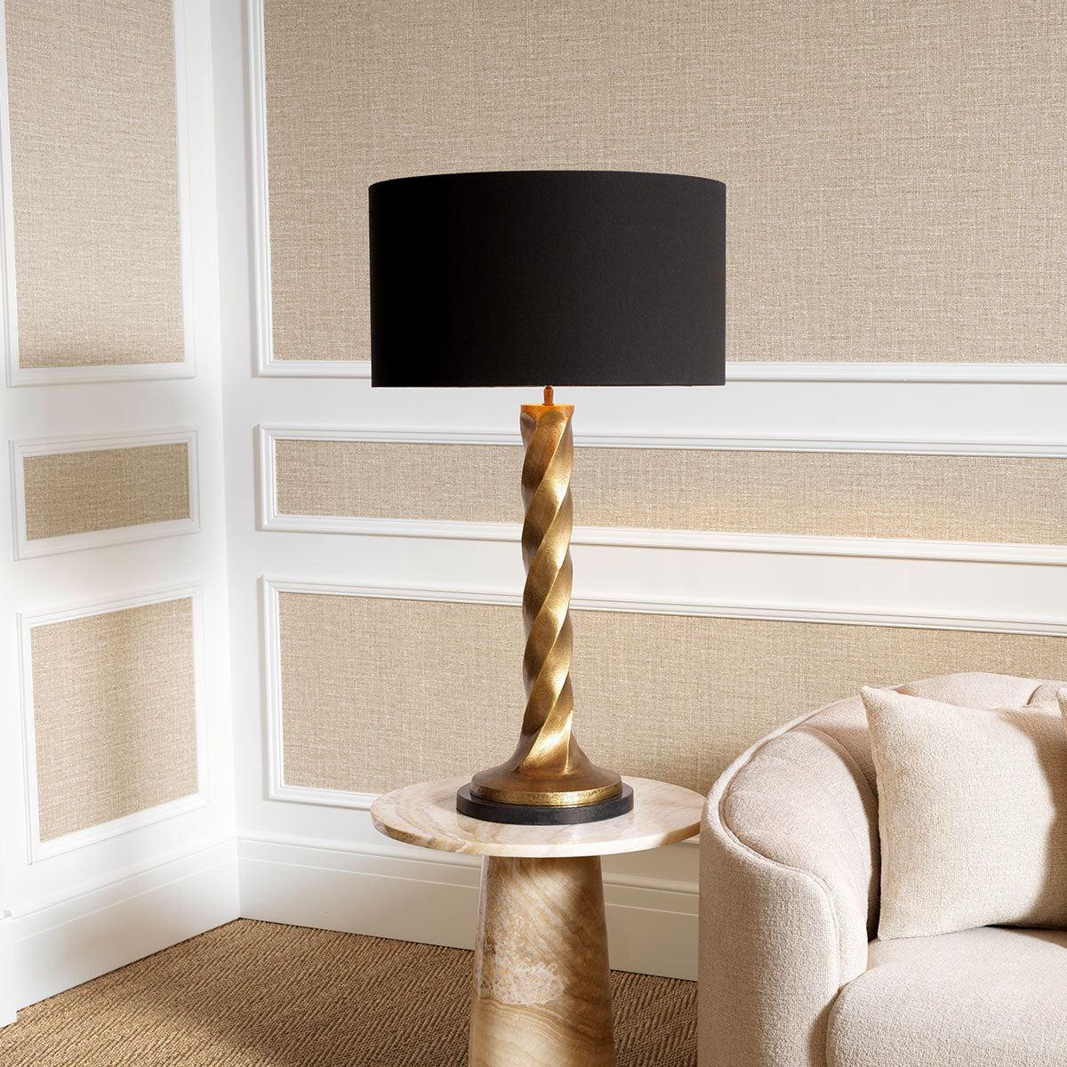 Table Lamp Costanza Vintage Brass Finish Incl Shade Eichholtz