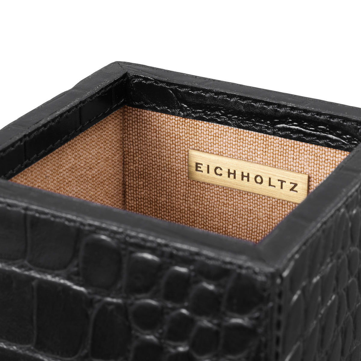 Desk Set Scaleo Croco Embossed Black Leather Set Of 3 Eichholtz