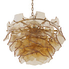 Chandelier Clarendon Antique Brass Finish Champagne Coloured Glass Eichholtz