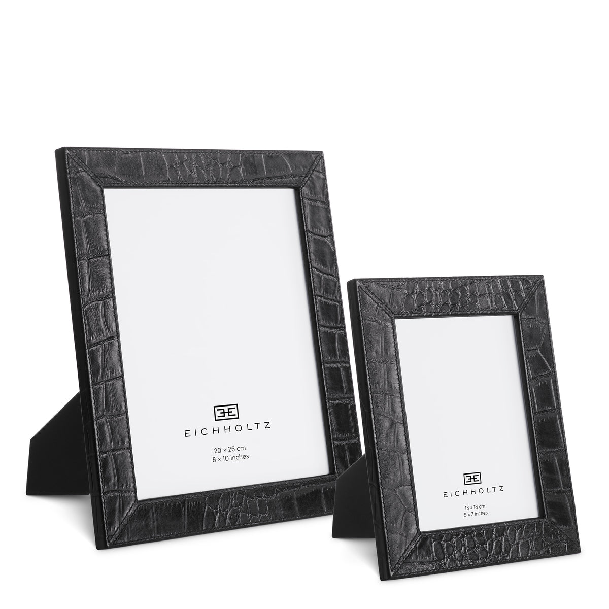 Picture Frame Scaleo Croco Embossed Black Leather Set Of 2 Eichholtz