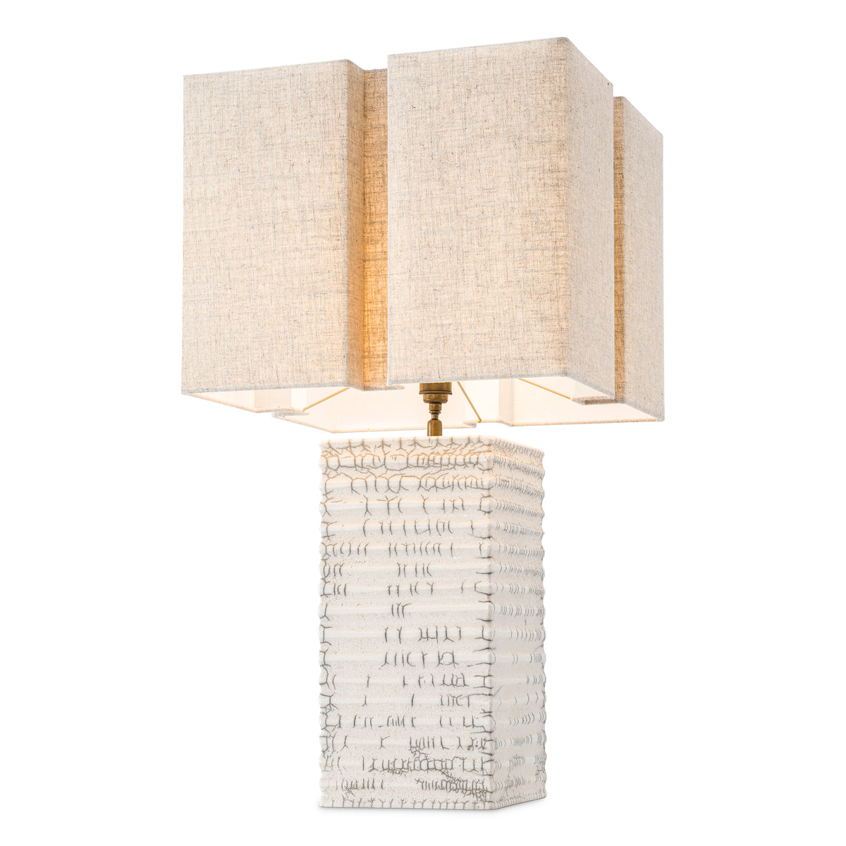Table Lamp Division Raku Ceramic Crackled White Incl Shade Eichholtz