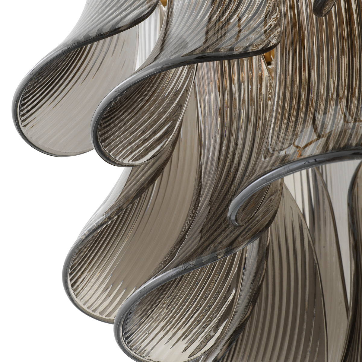 Chandelier Amun Brushed Brass Finish Smoke Glass Eichholtz