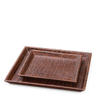 Desk Tray Scaleo Croco Embossed Antique Brown Leather Set Of 2 Eichholtz