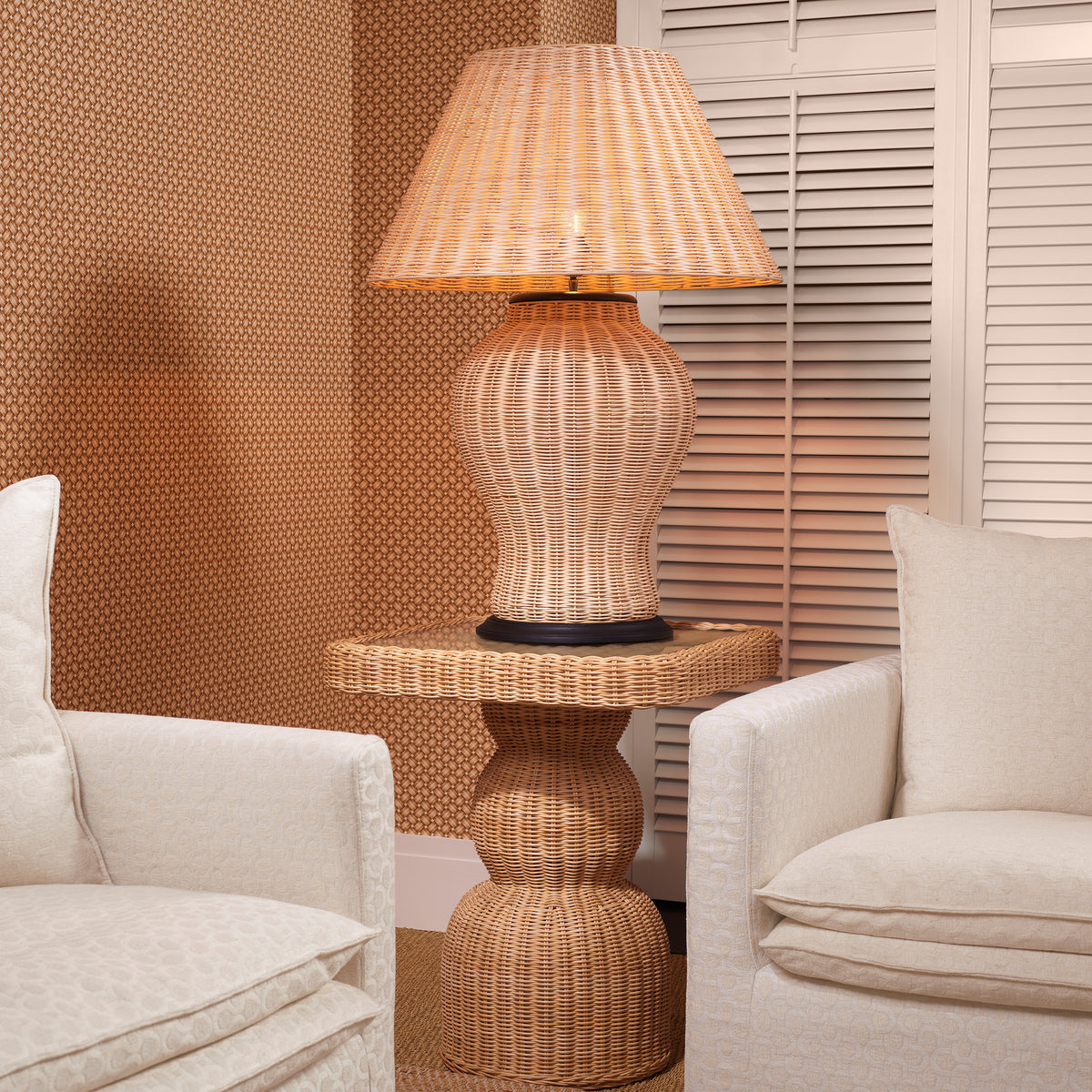 Table Lamp Dupoint Natural Rattan Incl Shade Eichholtz