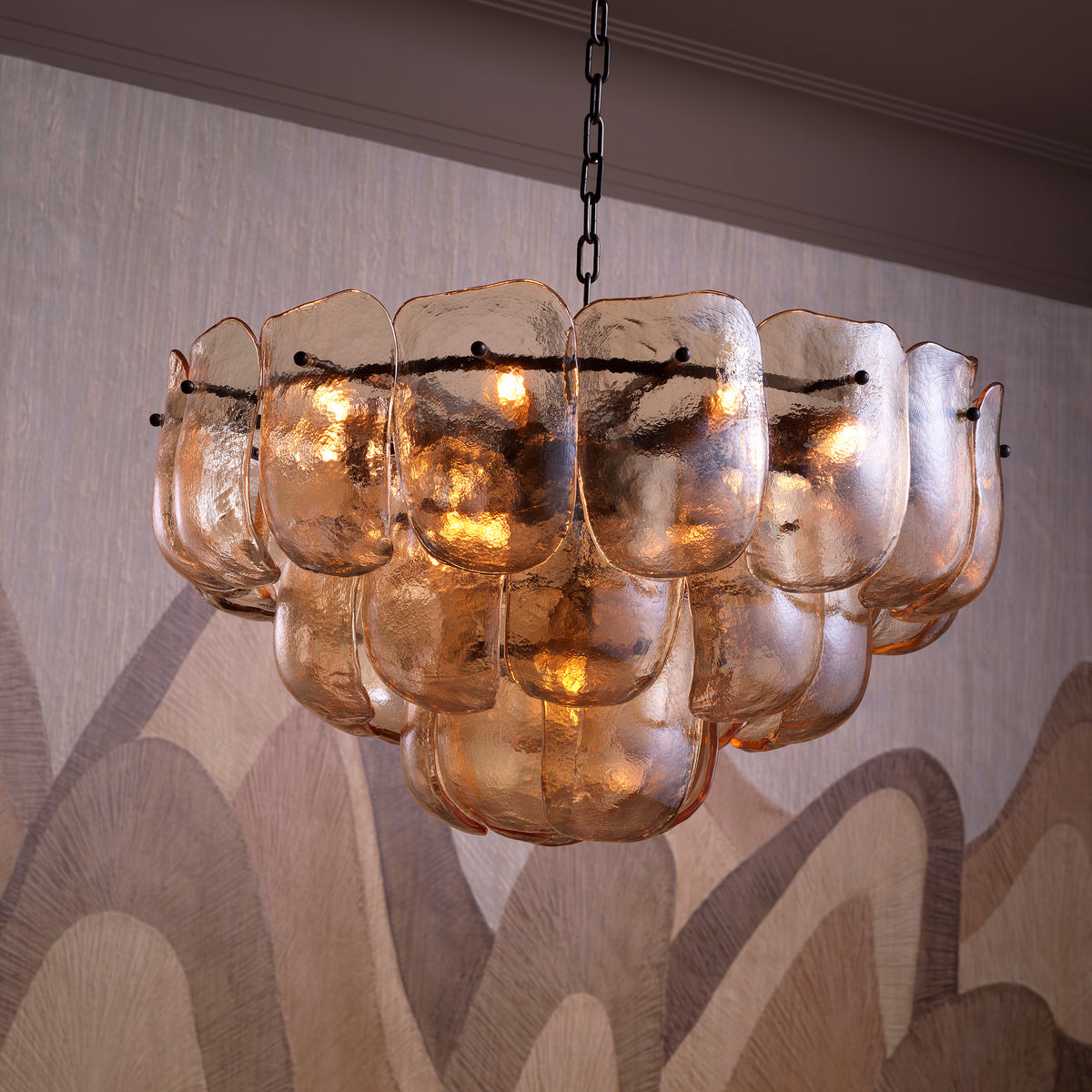 Chandelier Gustave Champagne Coloured Glass Eichholtz