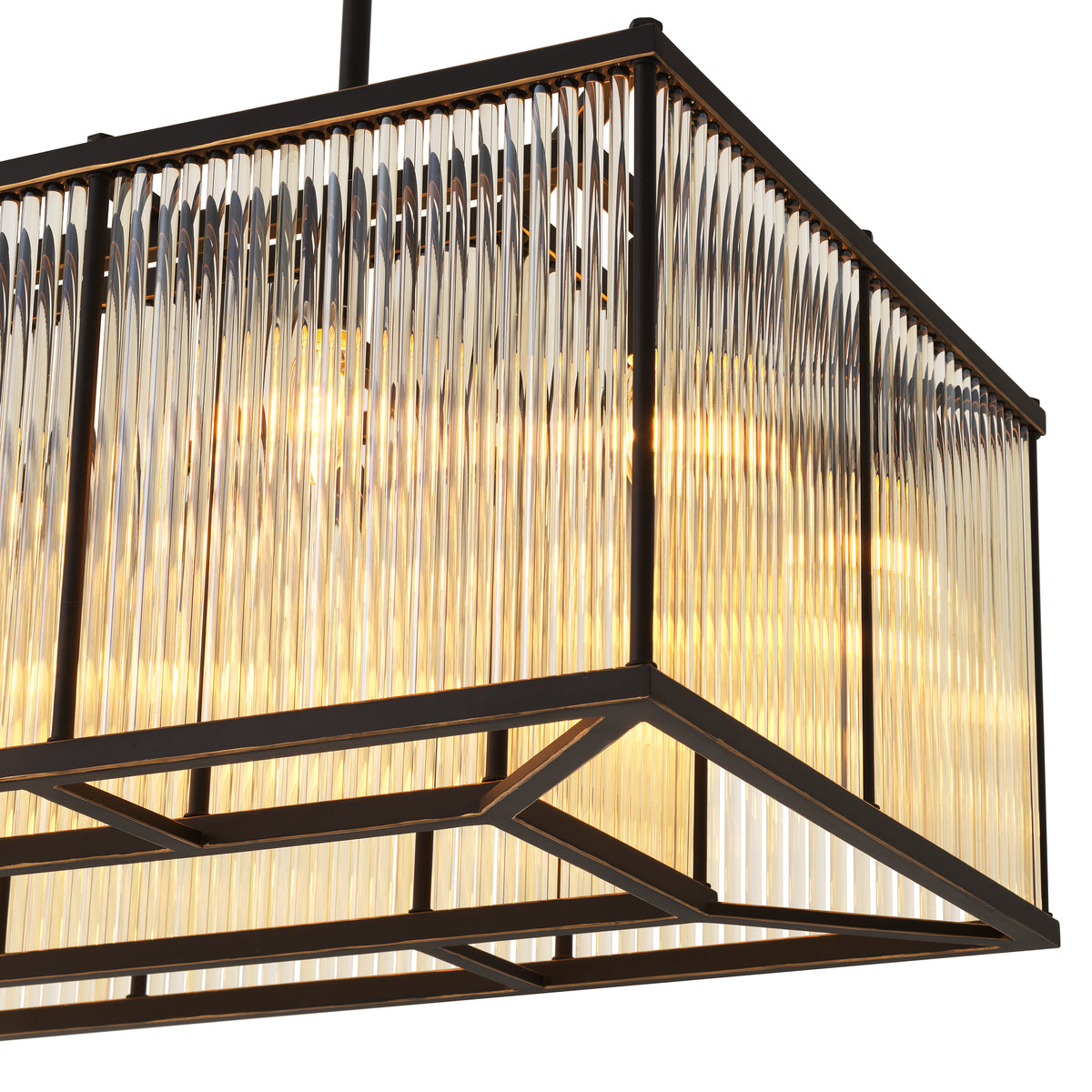 Chandelier Bernardi Rectangular Bronze Highlight Finish Eichholtz