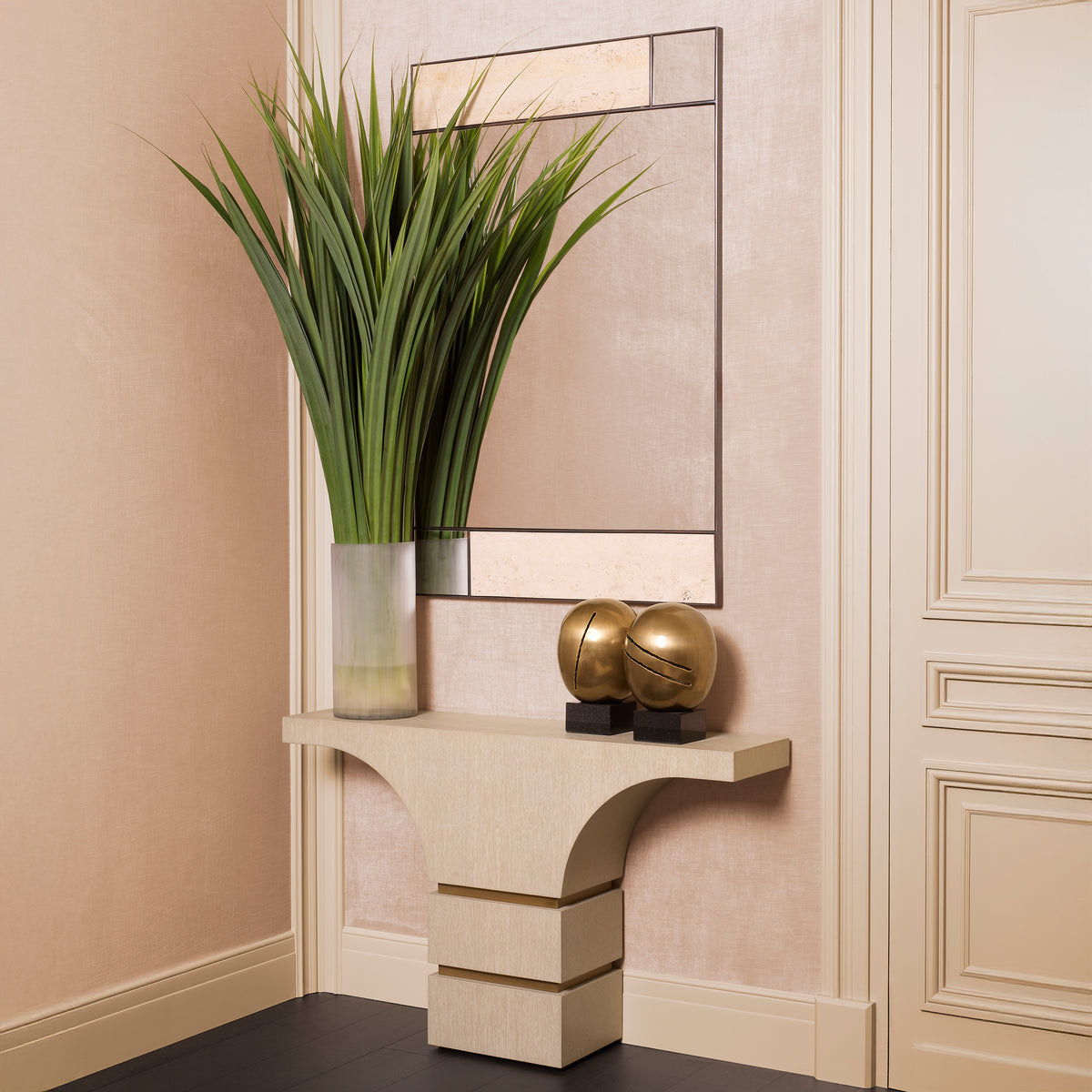 Mirror Cosimo Travertine Bronze Finish Eichholtz