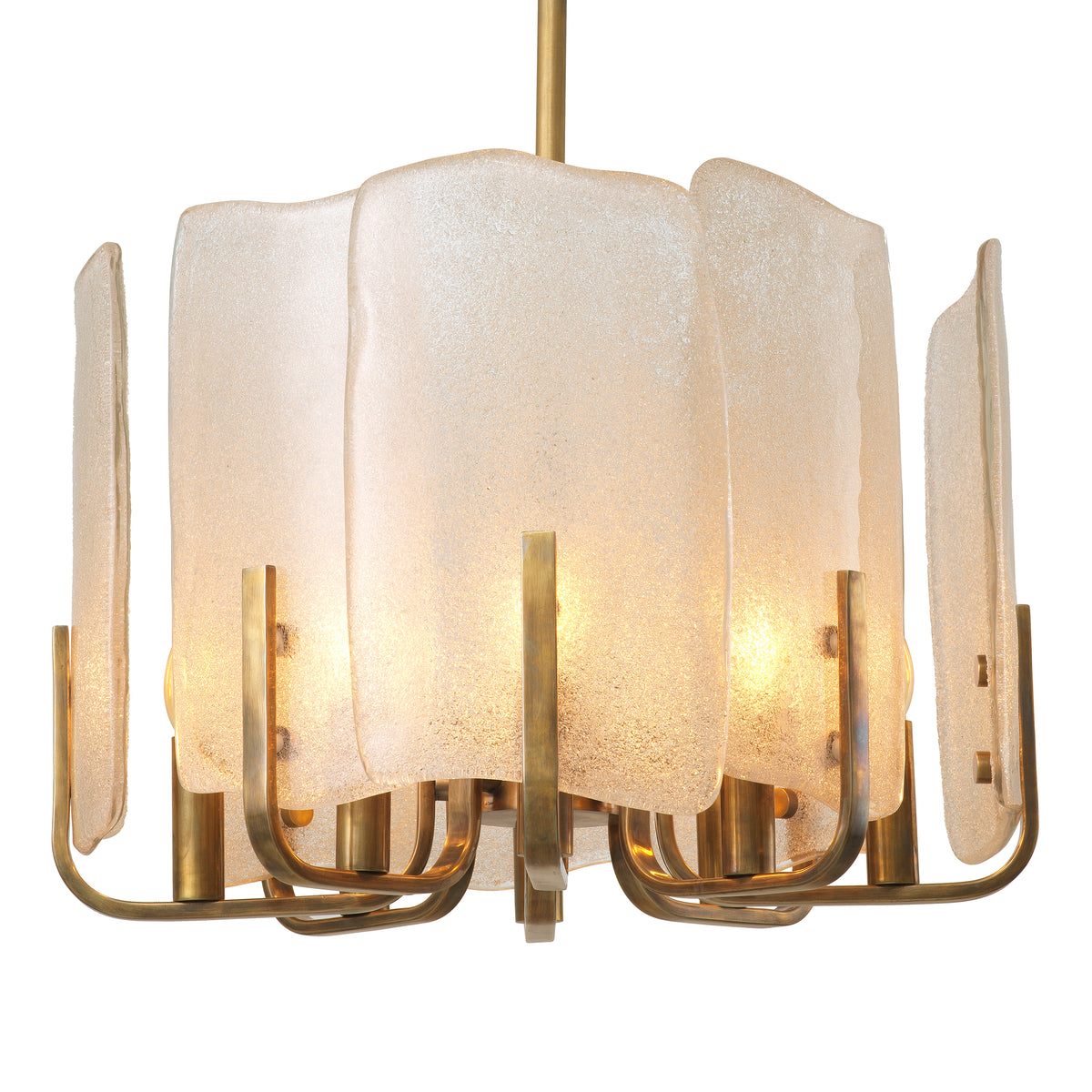 Chandelier Serrano Vintage Brass Finish Handmade Glass Eichholtz
