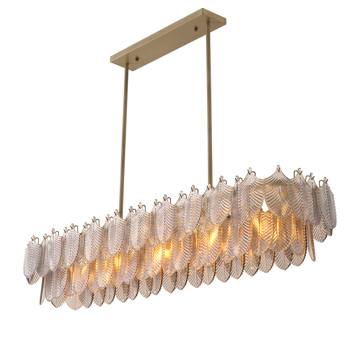 Chandelier Verbier Rectangular Light Brushed Brass Finish Eichholtz