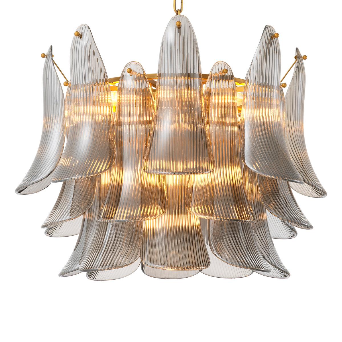 Chandelier Amun Brushed Brass Finish Smoke Glass Eichholtz
