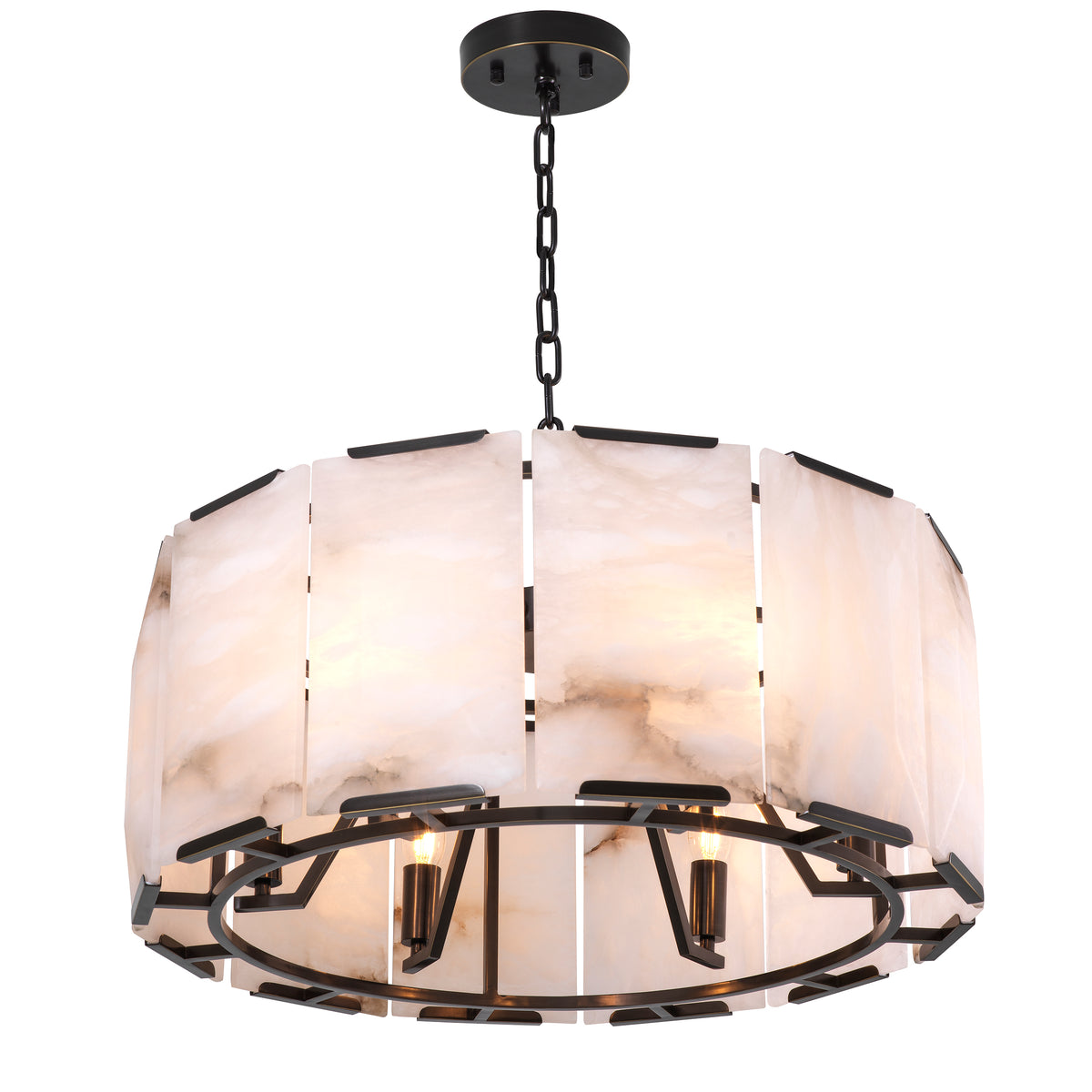 Chandelier Ortiz Bronze Highlight Finish Alabaster Eichholtz