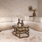 Fairfield Antique Brass & Glass Coffee Tables Set of 2 by Richmond Interiors