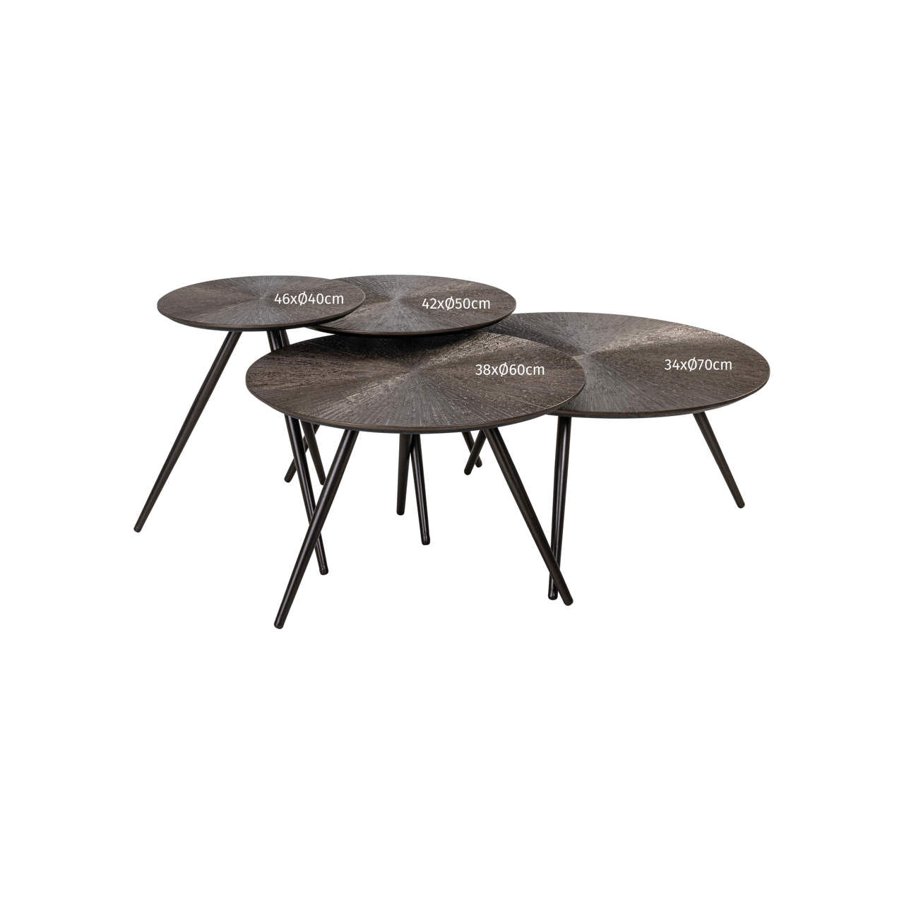 Quadra Bronze Metal Coffee Table Set of 4 by Richmond Interiors