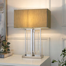 Sarre Polished Nickel & Grey Shade Table Lamp by RV Astley
