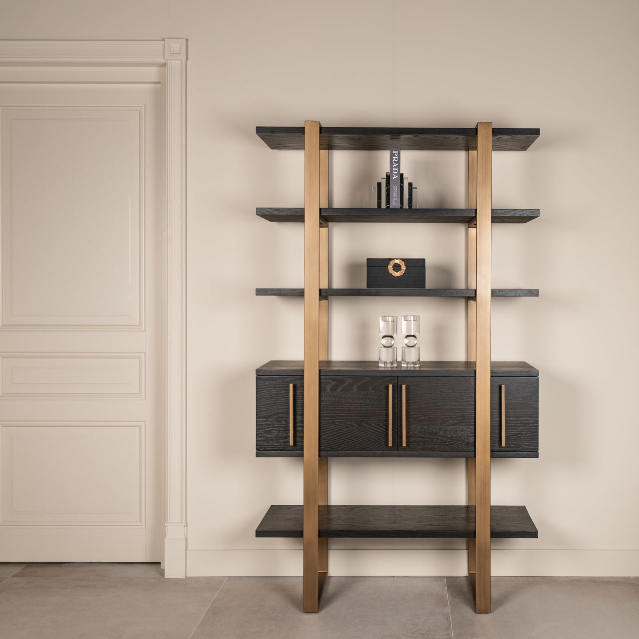 Cambon Dark Coffee 4 Door 4 Shelf Display Unit by Richmond Interiors