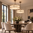 Harrow Bronze Pendant Light With Opal Glass Shade 60cm by Luxe Collection