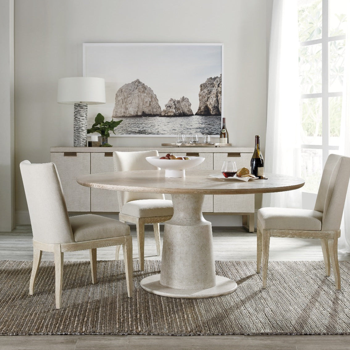 Cascade Round Pedestal Dining Table by Hooker