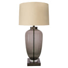 Monsoe Smoke Glass Table Lamp With Beige Linen Shade by Richmond Interiors