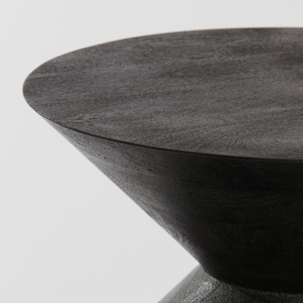 Larus Large Mango Wood  Side Table - Matt Black Light & Living