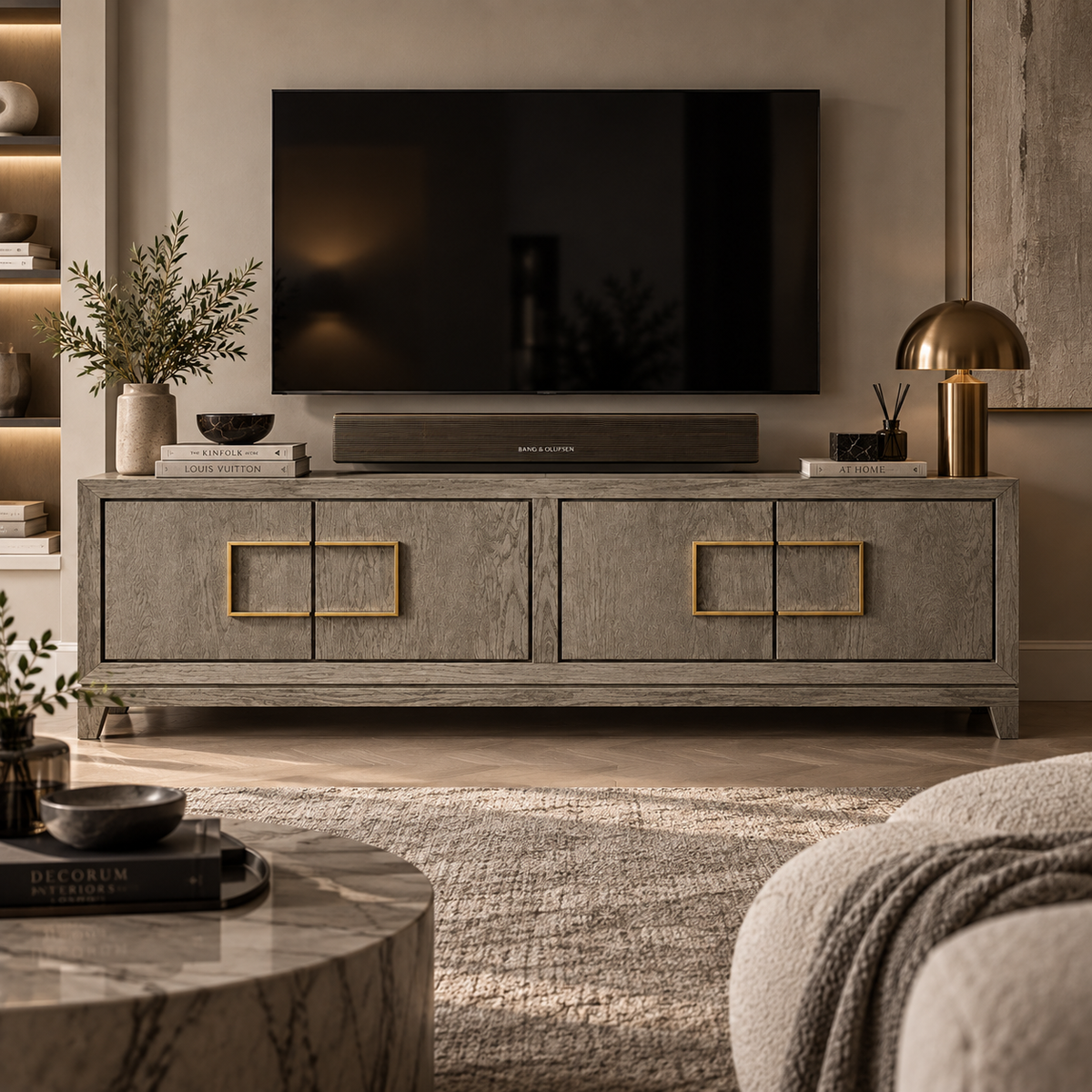 Lucca Grey Oak Media TV Cabinet Unit by Berkeley Designs