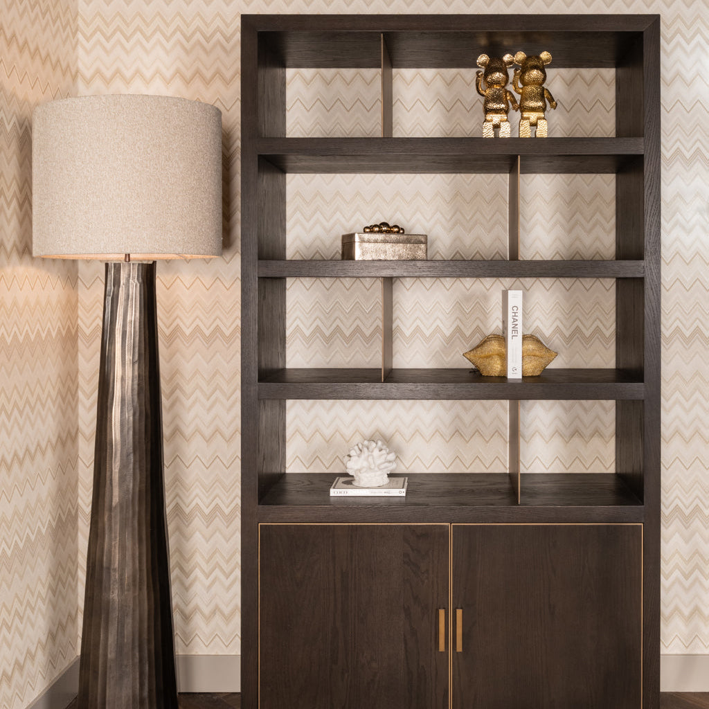 Rivertree Three Shelf Two Door Brown Oak Display Cabinet by Richmond Interiors