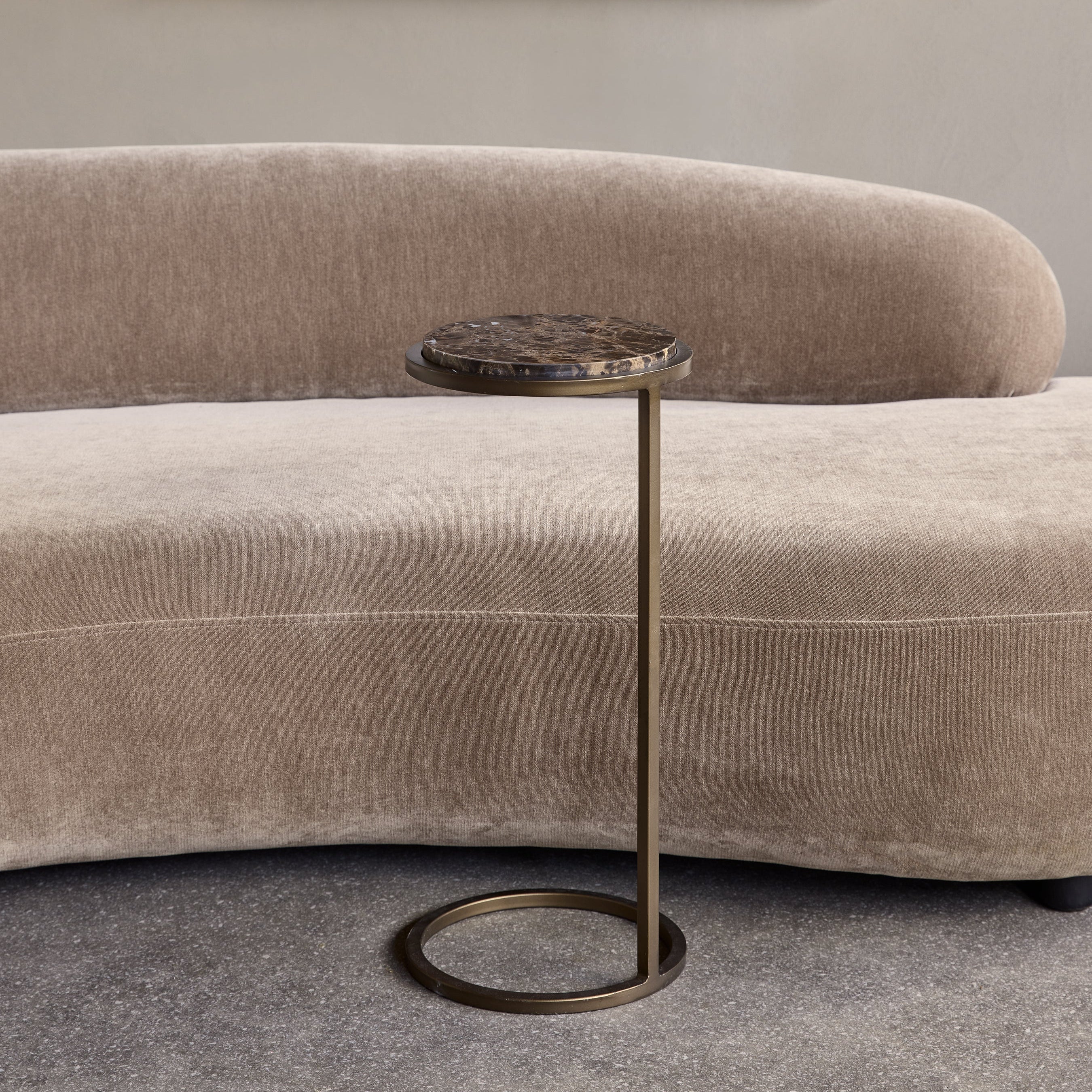 Iota Brown Emperador Marble Side Table by Libra Interiors