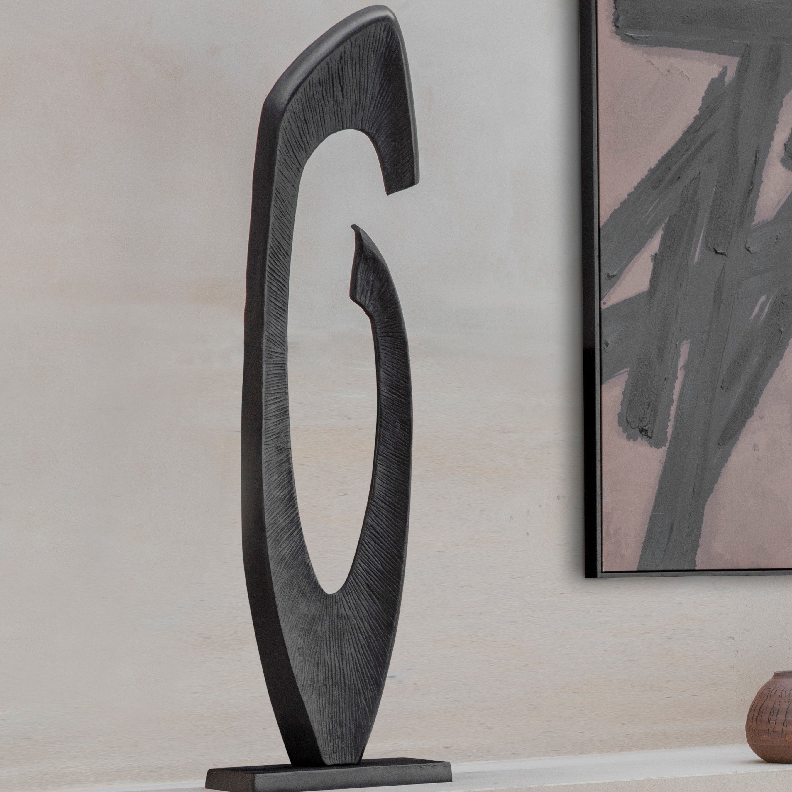 Axis Black Aluminium Sculpture 117cm by Libra Interiors