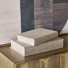 Beige Set of 2 Book Boxes by Libra Interiors