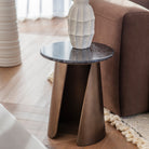 Newton Smoked Gold Crescent Side Table with Black Marble Top by Libra Interiors