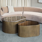 Cloud Brown Marble & Glass Coffee Table Set of 2 by Libra Interiors