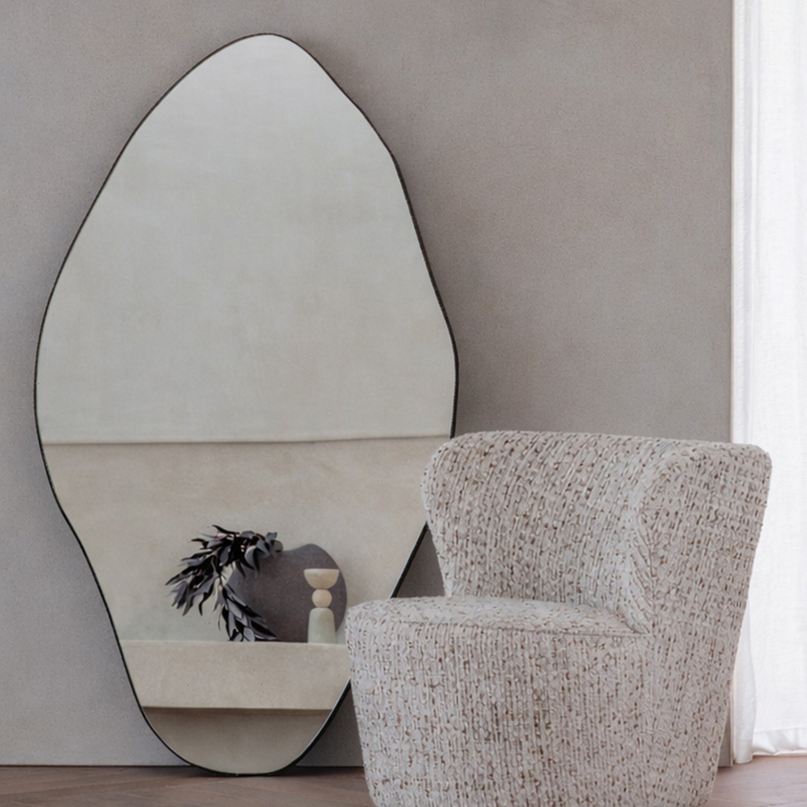 Oregon Gilded Oak Wood Large Wall Mirror by Libra Interiors
