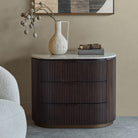 Whitwell Brown Walnut Chest Of Drawers with Grey Marble Top by Libra Interiors