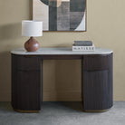 Whitwell Brown Walnut Desk with Grey Marble Top by Libra Interiors