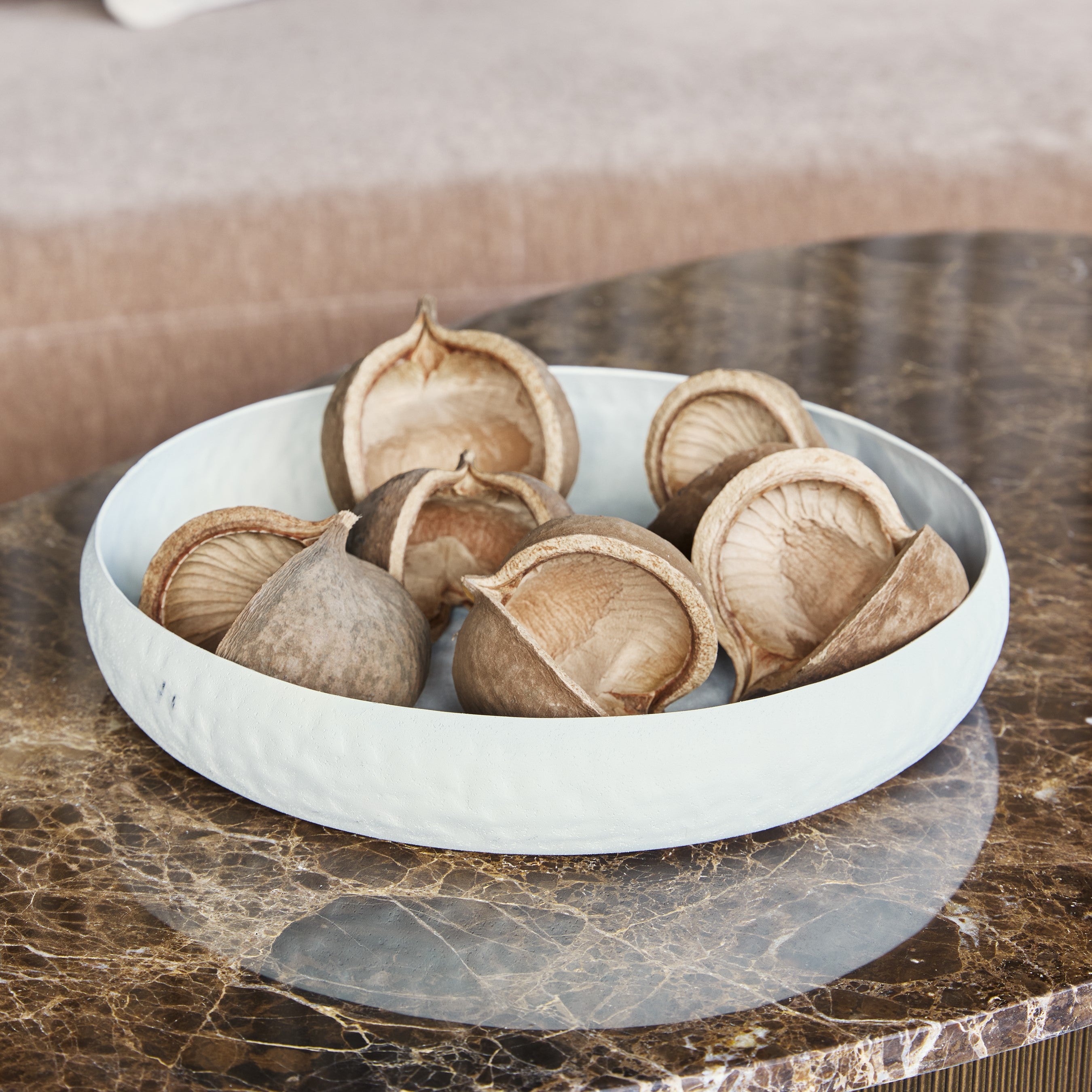 Samui White Stonewash Round Platter Large by Libra Interiors