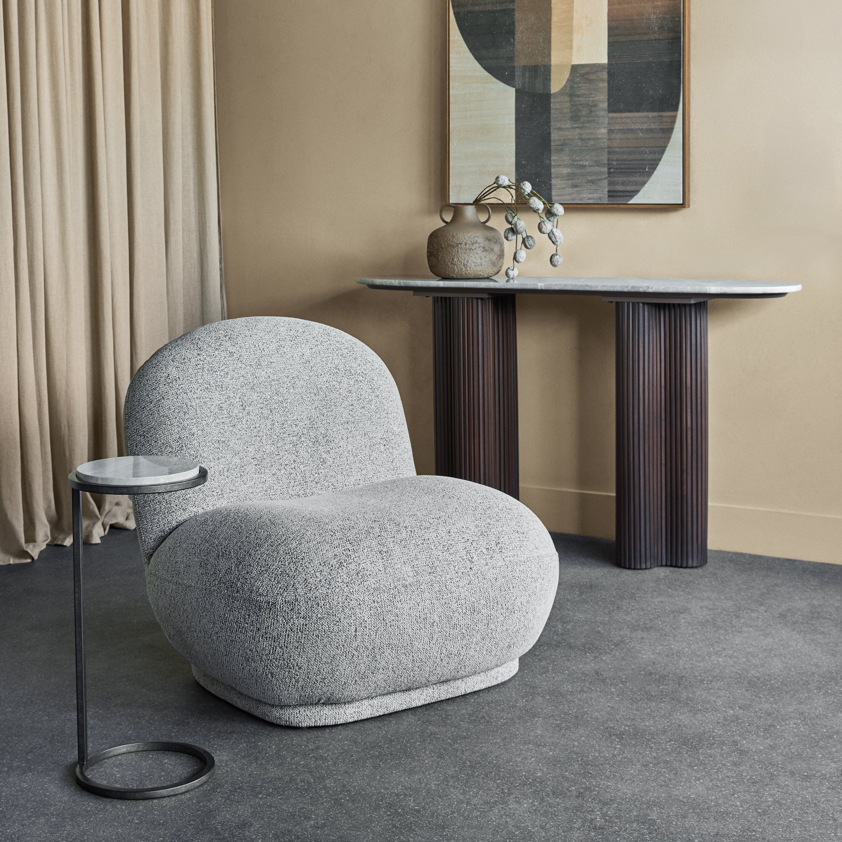 Simmerton Grey Heathered Chenille Occasional Chair by Libra Interiors