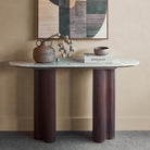 Whitwell Brown Walnut Console Table with Marble Top by Libra Interiors