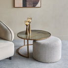 Atlas Bronze Coffee Table with Fabric Knotted Pouffe by Libra Interiors