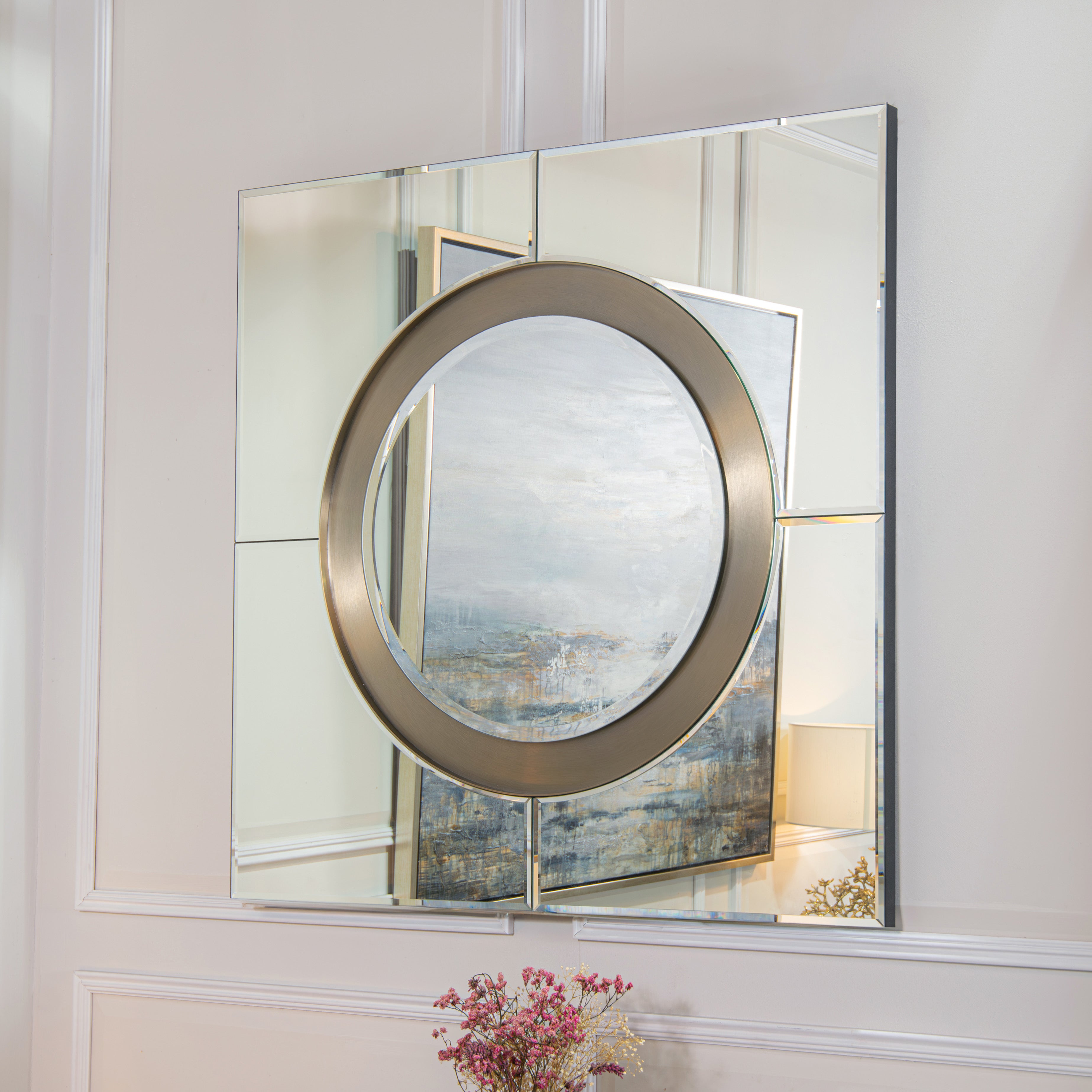 Viterbo Brushed Brass Mirror by RV Astley