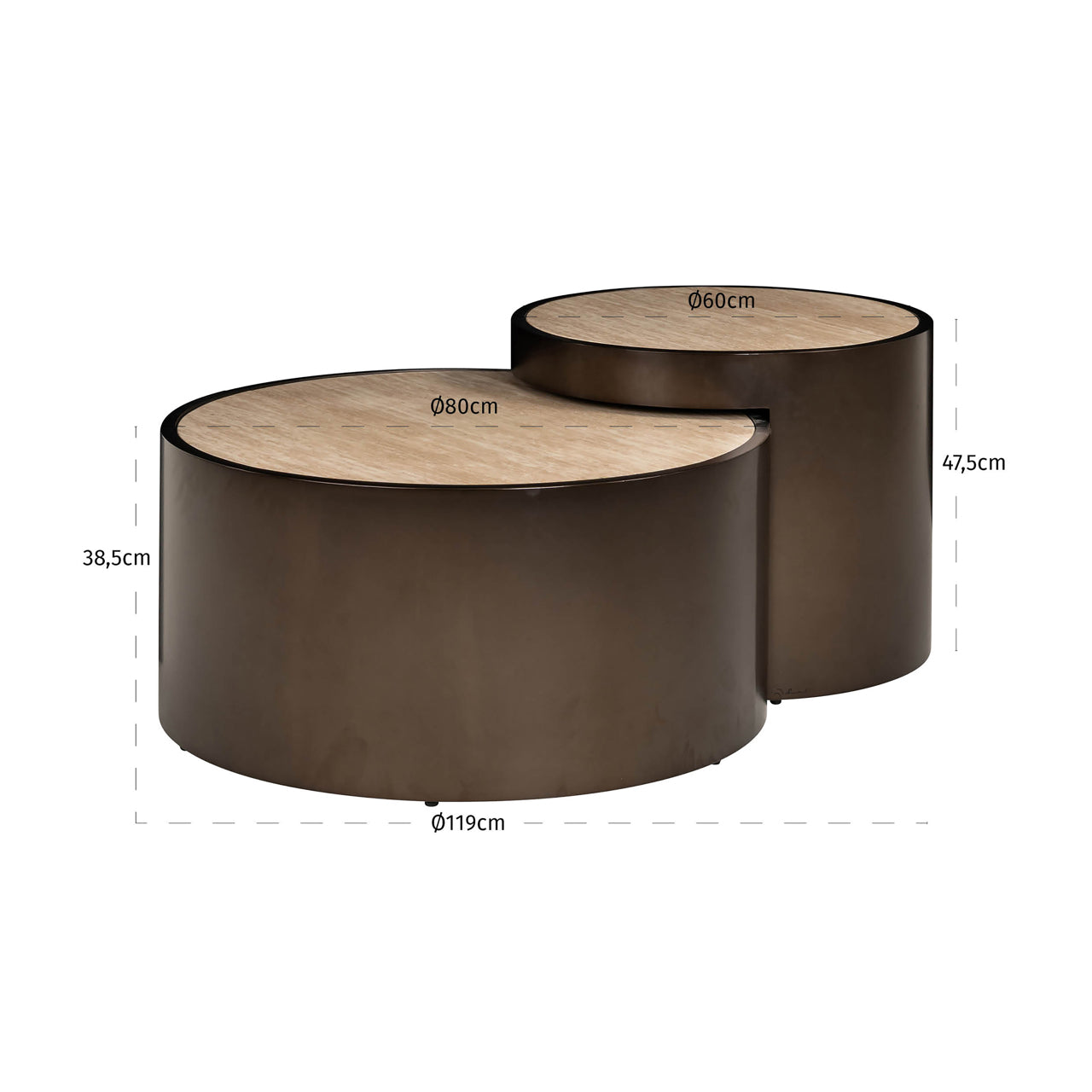 Coffee table Ronson beige (Set of 2) by Richmond Interiors