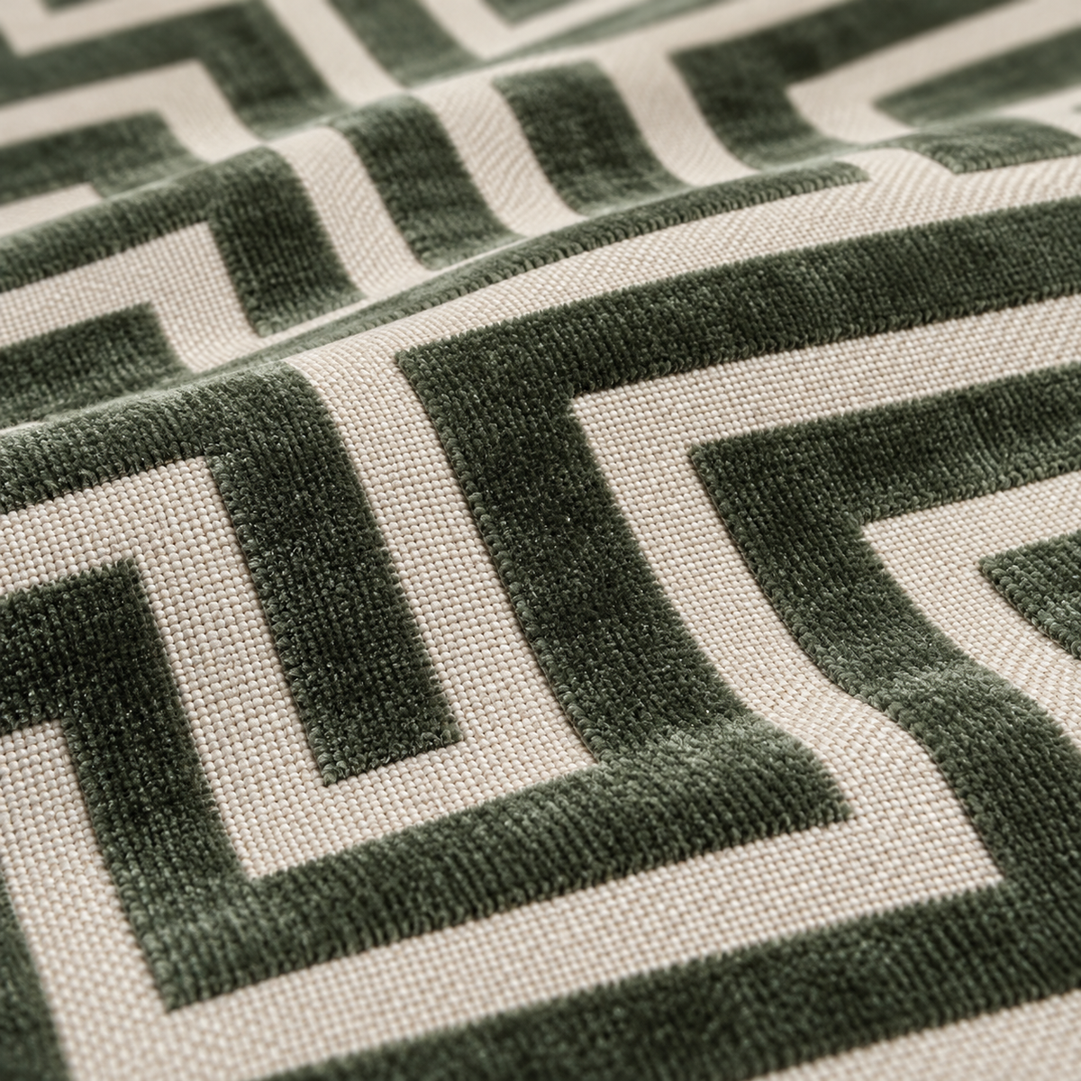 Amazing Sage Maze Cut Velvet Cushion Paul Moneypenny