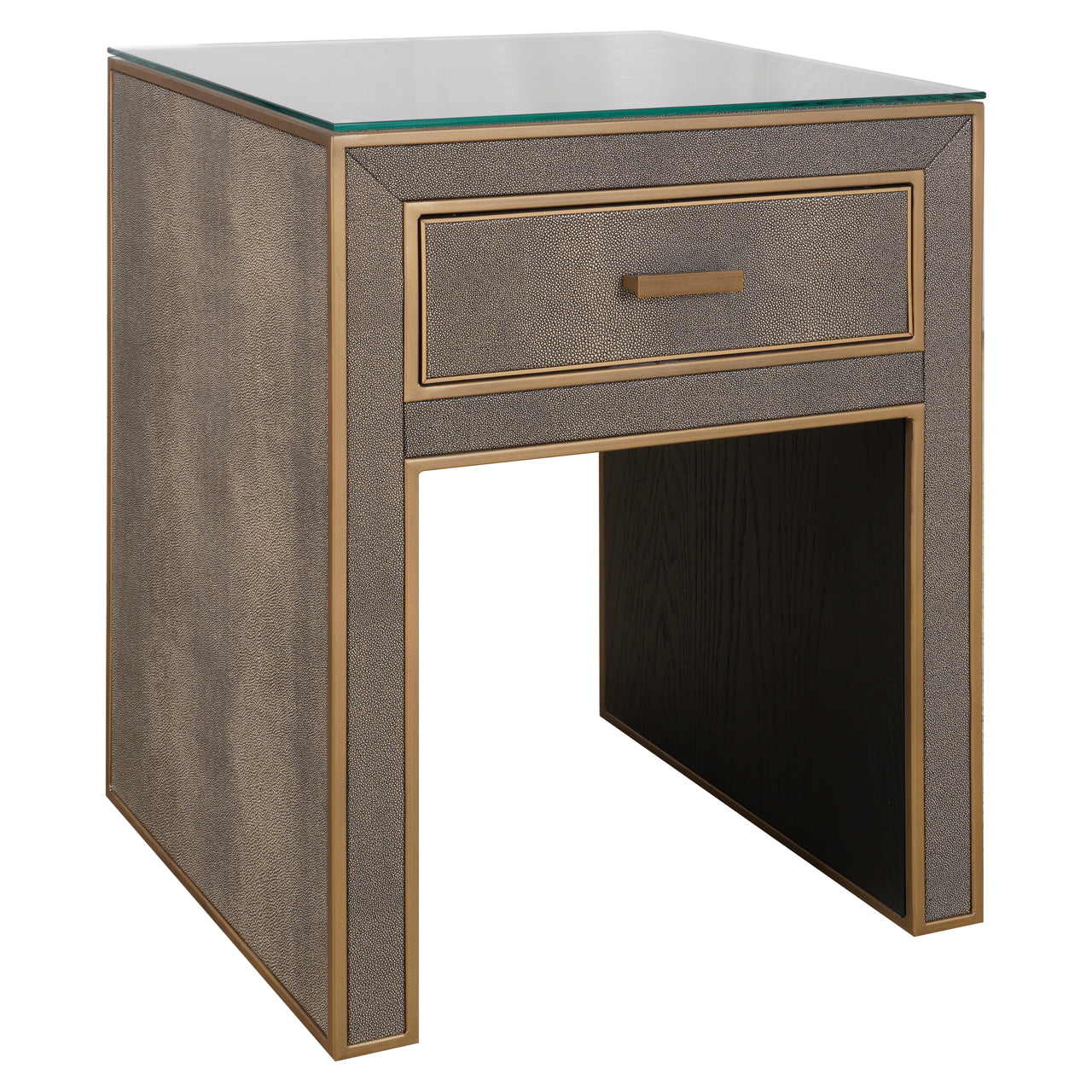 Bloomville Brass & Faux Shagreen Bedside Table by Richmond Interiors