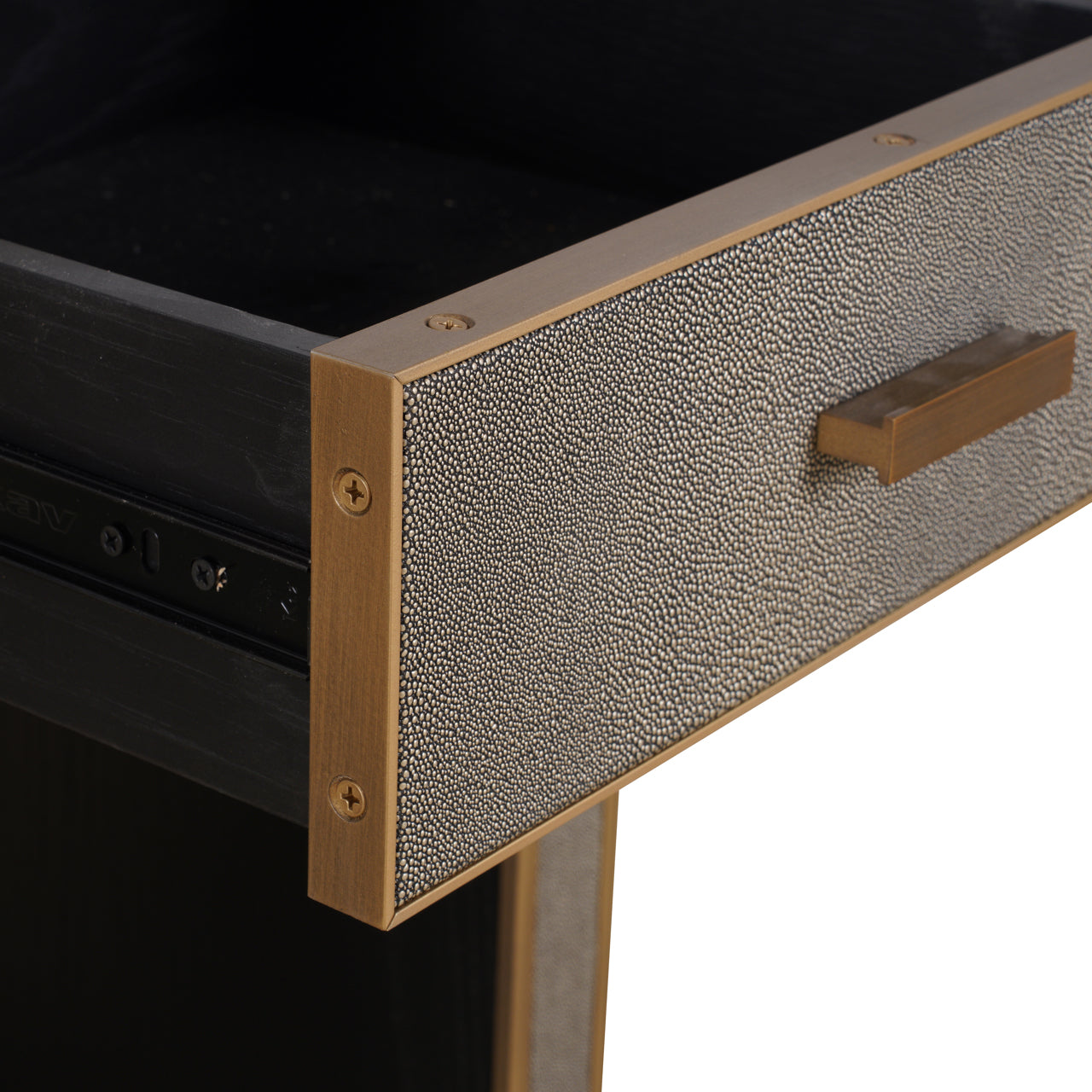 Bloomville Brass & Faux Shagreen Bedside Table by Richmond Interiors