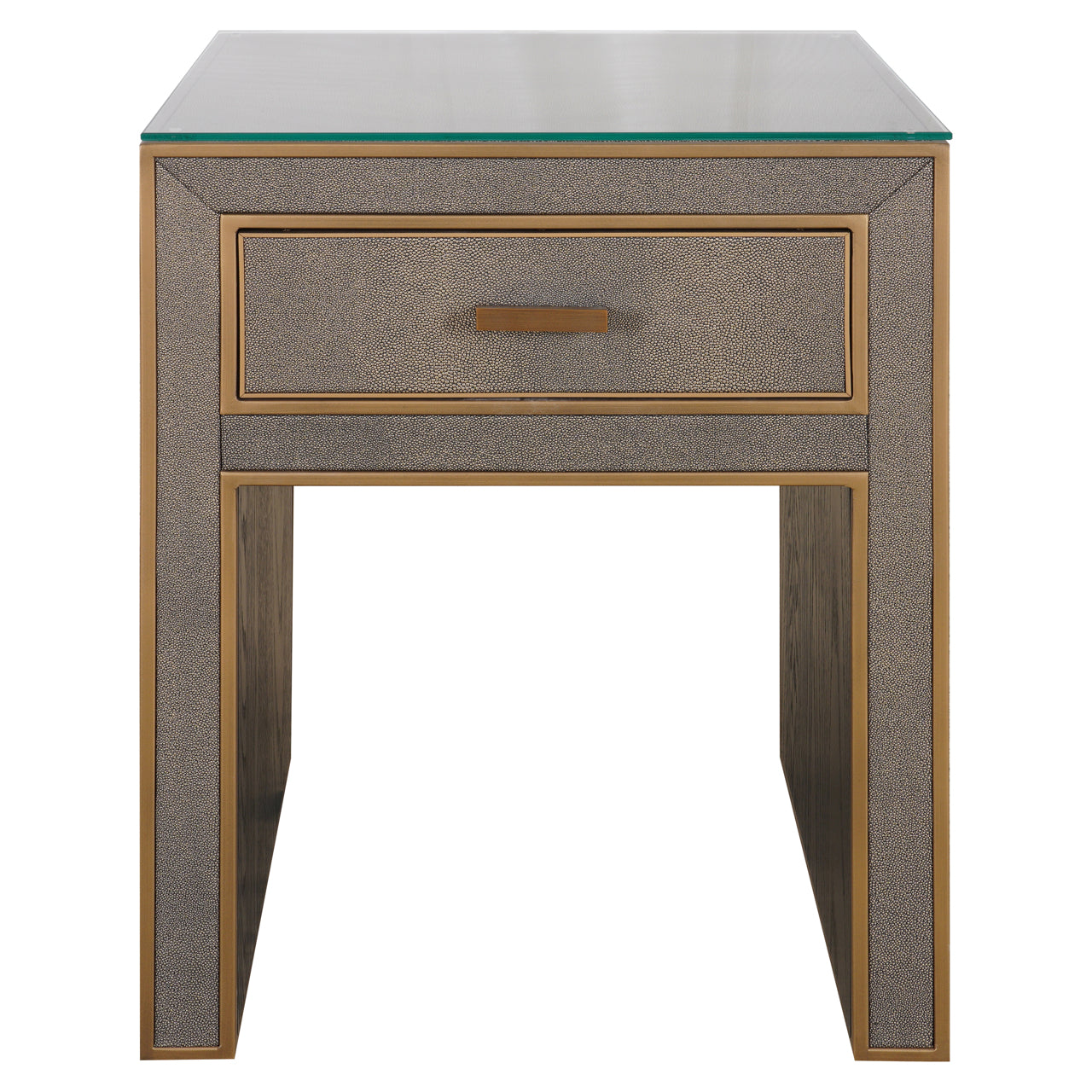 Bloomville Brass & Faux Shagreen Bedside Table by Richmond Interiors