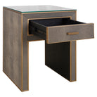 Bloomville Brass & Faux Shagreen Bedside Table by Richmond Interiors